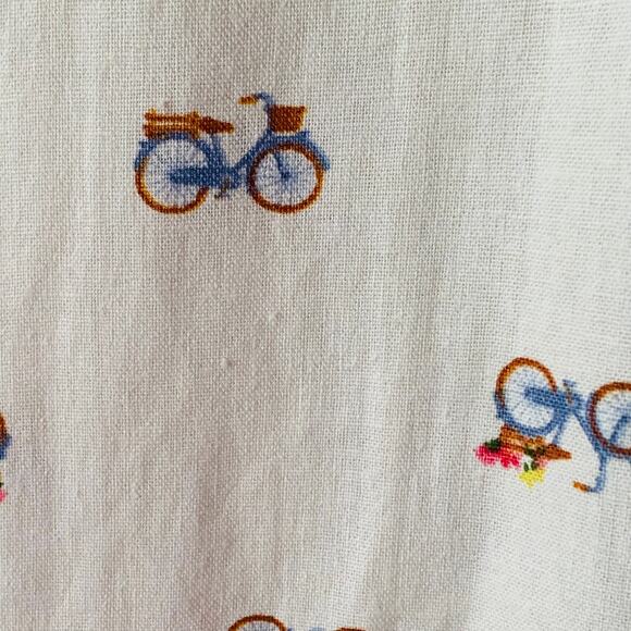 Rae Dunn Women's Linen Bicycle Pattern Button Up Shirt Short Sleeve Collar Large - Picture 11 of 16